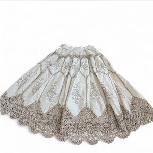 Elegant Cream and Tan Embroidered Skirt